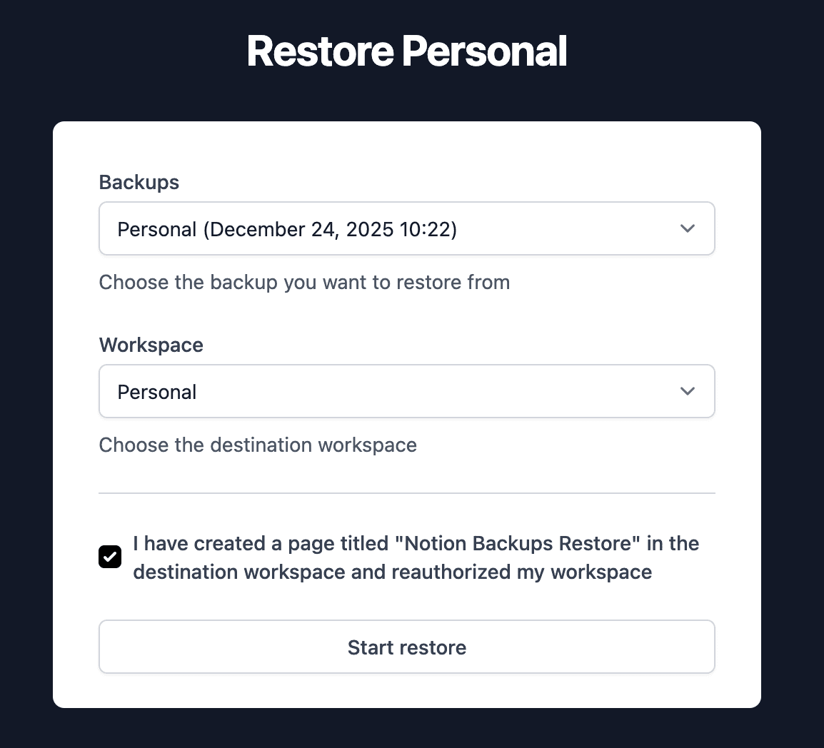 One-click Notion data restore and recovery